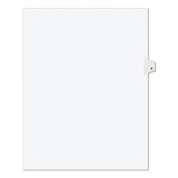 Avery Dennison Numerical Index Tab 8-1/2 x 11", #9, White, PK25 11919